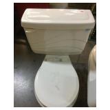 White two-piece 16in toilet set w/wavy patters