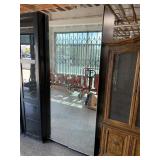 Black Tall wardrobe w/mirrored doors and shelves,