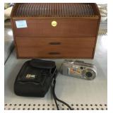 Vintage 31 day wooden mail organizer and SONY