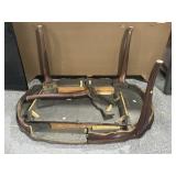 Solid wood dining bed, one leg is broken, approx