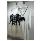 Promgirl dress black lace w/beige twill sz 3/4 &
