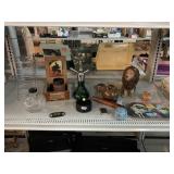 Assorted Home Decor. Lion Statue, Candle, Lighter