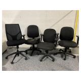 4 Rolling Office chairs, see photos, STO00916