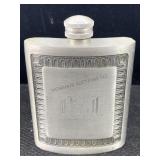 King Pewter Flask Embellished "dsl", Sz 4ï¿½in Tall