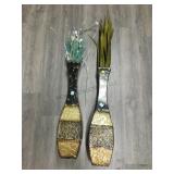 2 Metal decorative vases, approx 3ft tall