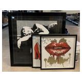 Marilyn Monroe & James Dean Signed Framed Art & 2