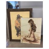 Vintage Gobelin Tapestry Wall Hanging Of Nude