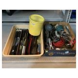 Assorted Kitchenware. Knives, Measuring Cups,