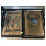 2 Vintage Hand Painted Egyptian Papyrus in