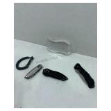 Glass flag, pocket knives & rip cord bracelet