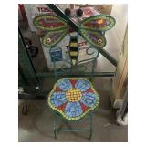 Green metal dragonfly tile patio chair