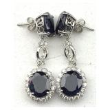 14k White Gold Sapphire & Diamond Earrings 26.53ct