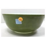 Large Pyrex serving bowl, green in color.  10 1/4