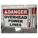 4-Metal Danger Overhead Power Lines sign, approx