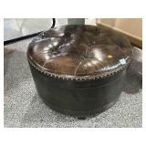 Small Tufted Faux Leather Ottoman