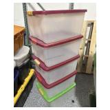 Stack Of Storage Bins with Lids - Good Condition