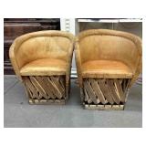 Pair Handcrafted Equipale Barrel Chairs