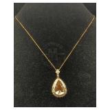 14k Rose Gold Morganite & Diamond Necklace, 10.9ct