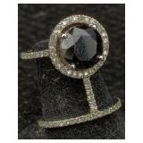 14k White Gold Black Dia & Dia Ring 3.92ct & .64ct