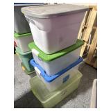 Stack Of Storage Bins with Lids - Good Condition