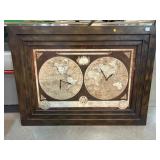 Metal World map Clocks, approx 47x35in