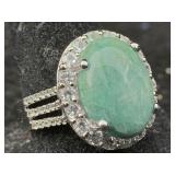 Sterling Silver Emerald Ring, 7.30ct, $1,620 Coa,