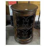 Solid wood round side table, approx 19x31in