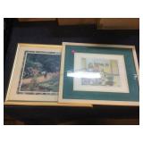 2 Framed prints, approx 21x17in