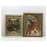 Two pieces of framed paper sheet music one is