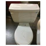 White two-piece 16in toilet set w/wavy patters