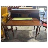 Vtg 4ft wide Chippendale-Style Secretary Desk