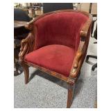 Vtg Mahogany French Empire Style Swan Neck Barrel