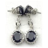 14k White Gold Sapphire & Diamond Earrings 26.53ct
