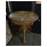 Solid wood round side table w/carved legs, approx