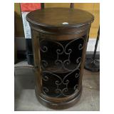 Solid wood round side table, approx 19x31in