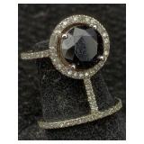 14k White Gold Black Dia & Dia Ring 3.92ct & .64ct