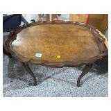 Vtg Louis XV Mahogany and Burl Wood Tea Tray