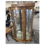 Vtg 5ft tall Curved Glass Curio Cabinet with