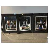 3 Bar Glass Paintings. Approx 16 x 20.