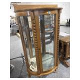 Vtg 5ft tall Curved Glass Curio Cabinet with