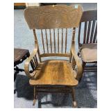 Vtg Pressed Back Rocker Chair