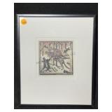 This artwork is a color wood cut titled