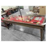 8ft Long Antique Display Case Table Wood and