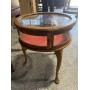 Antique Round Vitrine Display Side Table - Glass