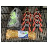 20m rope w/12 pairs of gloves and metal clamps