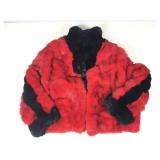Polo Norte Pelze Dyed Rabbit Fur Red/Black Coat.