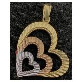 10k Gold Heart Pendant, Tw 1g, Sz Approx 1in Tall