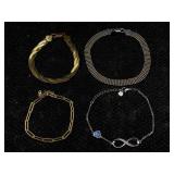 4 Sterling Silver Bracelets, Tw 21.3g, Sz 9in Long