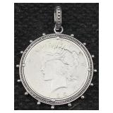 1922 Silver Peace Dollar In Sterling Frame, Tw 37g