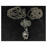 3 Sterling Silver Necklaces W/pendants, Tw 14g,